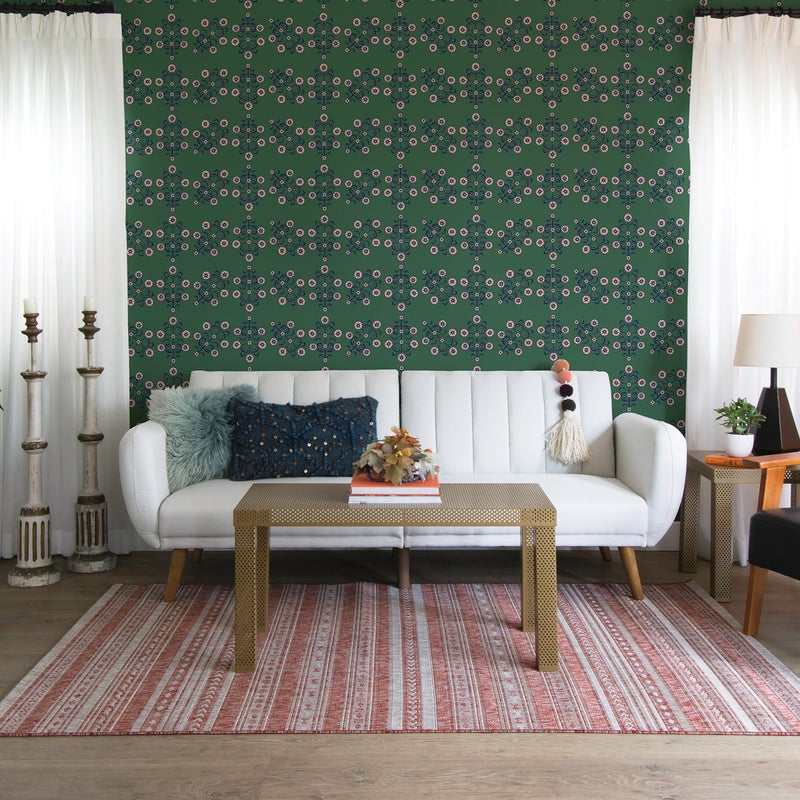 Tempaper Novogratz x Tempaper Emerald Block Print Floral Removable Peel and Floral Stick Wallpaper, 20.5 in X 16.5 ft, Made in the USA - Image 3
